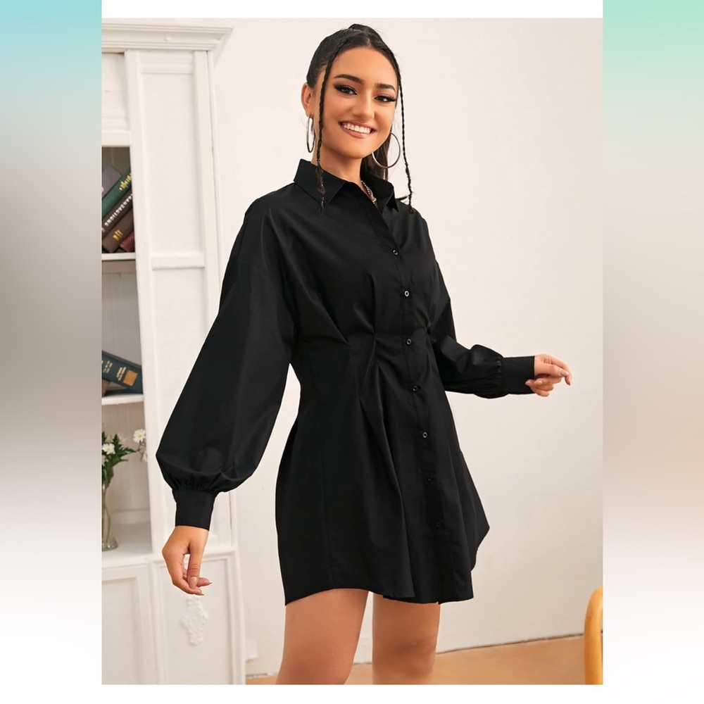 Amazon Button Up Long Sleeve Dress